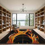 Fiery Basketball Hoop Flames Area Rug