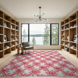 Pink Daisy Lattice Trellis Area Rug