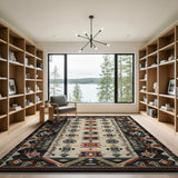 Multi-color and Patterns Southwestern Geometric Area Rug in Black Cream Rust
