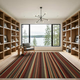 Rust Orange Grey Striped Area Rug