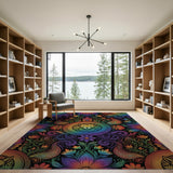 Vibrant Floral Fox Multi-Color Rug