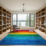 Vibrant Rainbow Plank Stripe Area Rug