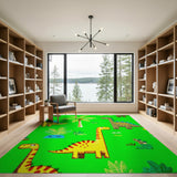Multi-color and Patterns Cartoon Dinosaur Jungle Kids Area Rug