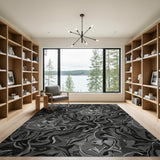 Grey Abstract Marble Swirl Area Rug