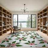 Festive Poinsettia Leaf Pattern Area Rug