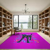 Neon Party Black Cat Area Rug