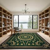Emerald Green Persian Starburst Medallion Rug