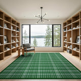 Rustic Farmhouse Green Green White Gingham Check Area Rug