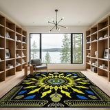 Bold Sunflower Mandala Area Rug