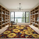 Yellow Sunflower Bloom Floral Area Rug