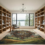 Ornate Assalamu Alaikum Calligraphy Medallion Rug
