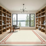 Red Geometric Border Area Rug
