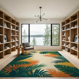 Vibrant Multi-Color Palm and Monstera Leaf Rug