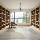 Beige Abstract Overlapping Circles Area Rug