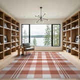 Rustic Brown Plaid Check Area Rug