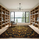 Gold and Silver Opulent Gold Mandala Floral Area Rug