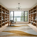 Brown Tan Abstract Wave Area Rug