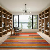 Geometric Modern Multi-color and Patterns Vibrant Multi-Color Striped Geometric Area Rug