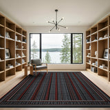 Red Black Geometric Stripe Area Rug
