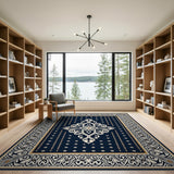 Navy Blue Persian Medallion No. 2 Area Rug