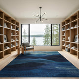 Blue and Teal Geometric Modern Layered Blue Mountains Geometric Area Rug