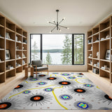 Retro Vinyl Record Sunburst Area Rug