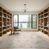 Blush Pink Leaf Swirl Area Rug