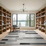 Stripe Modern Black White Geometric Stripe Area Rug