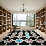 Cheerful Snowman Snowflake Cartoon Pattern Rug