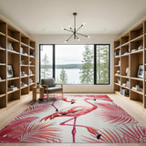 Vibrant Pink Flamingo Tropical Area Rug