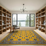 Vibrant Yellow Geometric Star Motif Area Rug