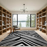 Geometric Modern Black and White Bold Black White Geometric Zigzag Area Rug