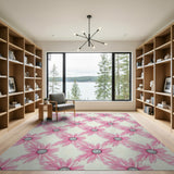 Pink Button-Flower Floral Area Rug