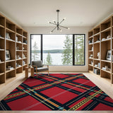 Bold Red Plaid Geometric Area Rug