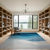 Wavy Blue Ombre Abstract Area Rug