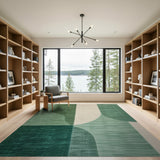 Green Green Geometric Abstract Area Rug