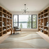 Cream Beige Wavy Abstract Area Rug