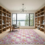 Pink Whimsical Pink Floral Area Rug