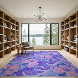 Purple Swirling Floral Area Rug