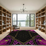 Purple Persian Medallion Rug with Floral Borders