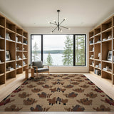 Autumn Maple Leaf Brown Tan Area Rug