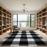 Timeless Black White Plaid Check Area Rug