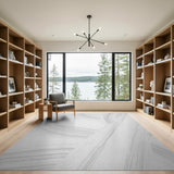 Grey Sweeping Grey Waves Abstract Area Rug