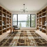Brown Tan Woven Basketweave Area Rug
