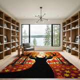 Autumn Buck Silhouette Fiery Forest Rug