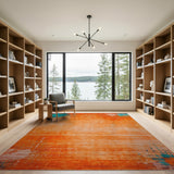 Burnt Orange Teal Abstract Splatter Area Rug