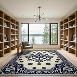 Traditional Persian Ornate Navy Floral Medallion Area Rug