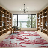Red Polka Dot Clouds Area Rug
