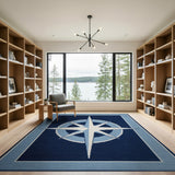Navy Blue Compass Rose Area Rug