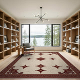 Ivory Persian Maze Rug with Red Floral Border